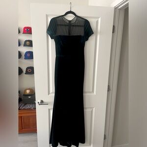 BHLDN velvet dark green evening gown.